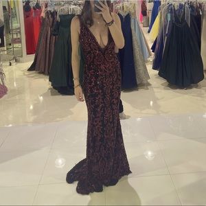 Sherri Hill Dress, size 2, black with burgundy details